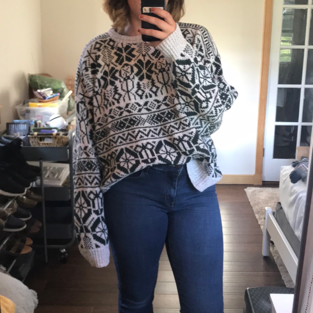 Grey and Green Knit Sweater